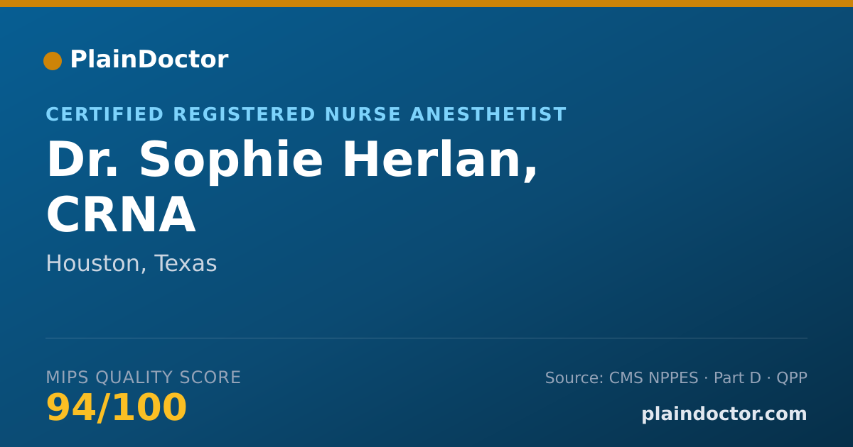 Shareable card for Sophie Herlan, CRNA - Certified Registered Nurse Anesthetist, Houston, TX