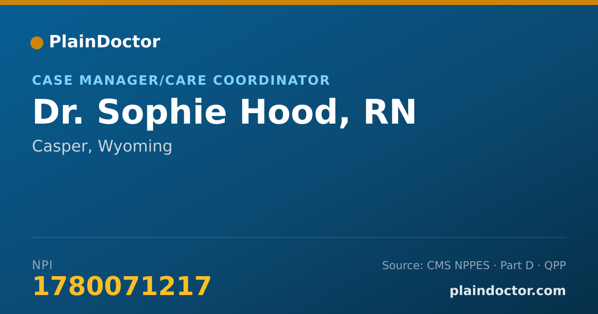 Shareable card for Sophie Hood, RN - Case Manager/Care Coordinator, Casper, WY