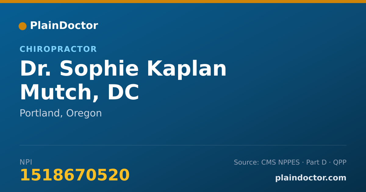 Shareable card for Sophie Kaplan Mutch, DC - Chiropractor, Portland, OR