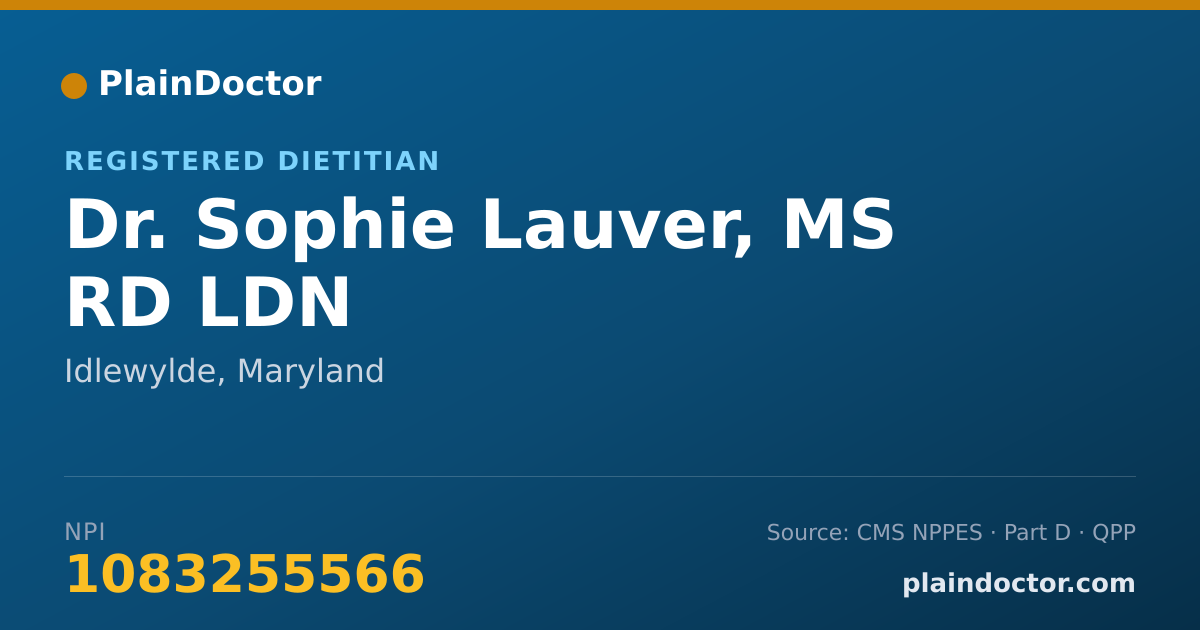 Shareable card for Sophie Lauver, MS RD LDN - Registered Dietitian, Idlewylde, MD