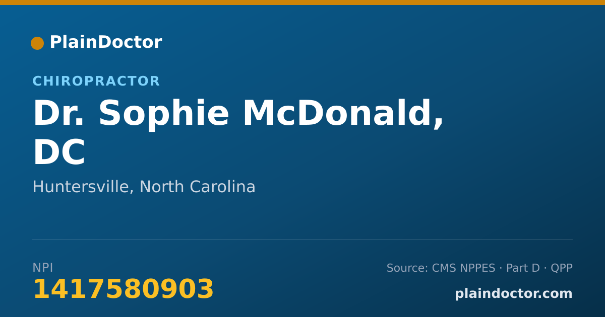Shareable card for Sophie McDonald, DC - Chiropractor, Huntersville, NC