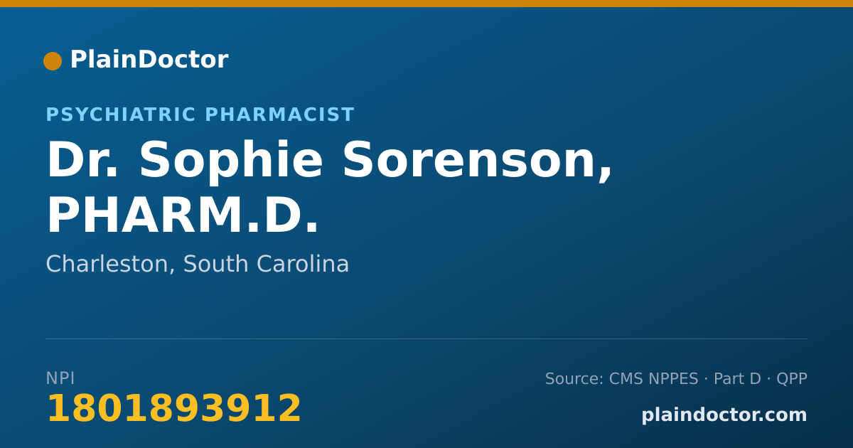 Shareable card for Sophie Sorenson, PHARM.D. - Psychiatric Pharmacist, Charleston, SC