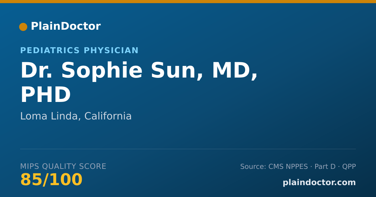 Shareable card for Sophie Sun, MD, PHD - Pediatrics Physician, Loma Linda, CA