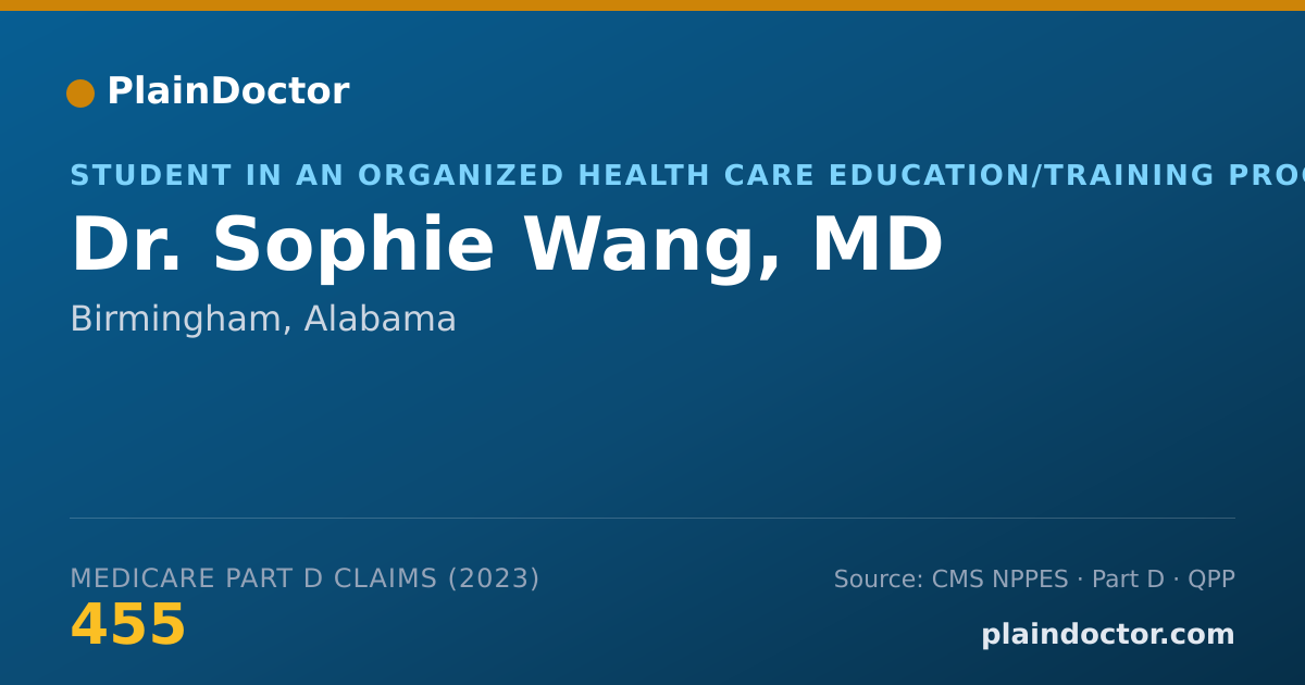 Shareable card for Sophie Wang, MD - Student in an Organized Health Care Education/Training Program, Birmingham, AL