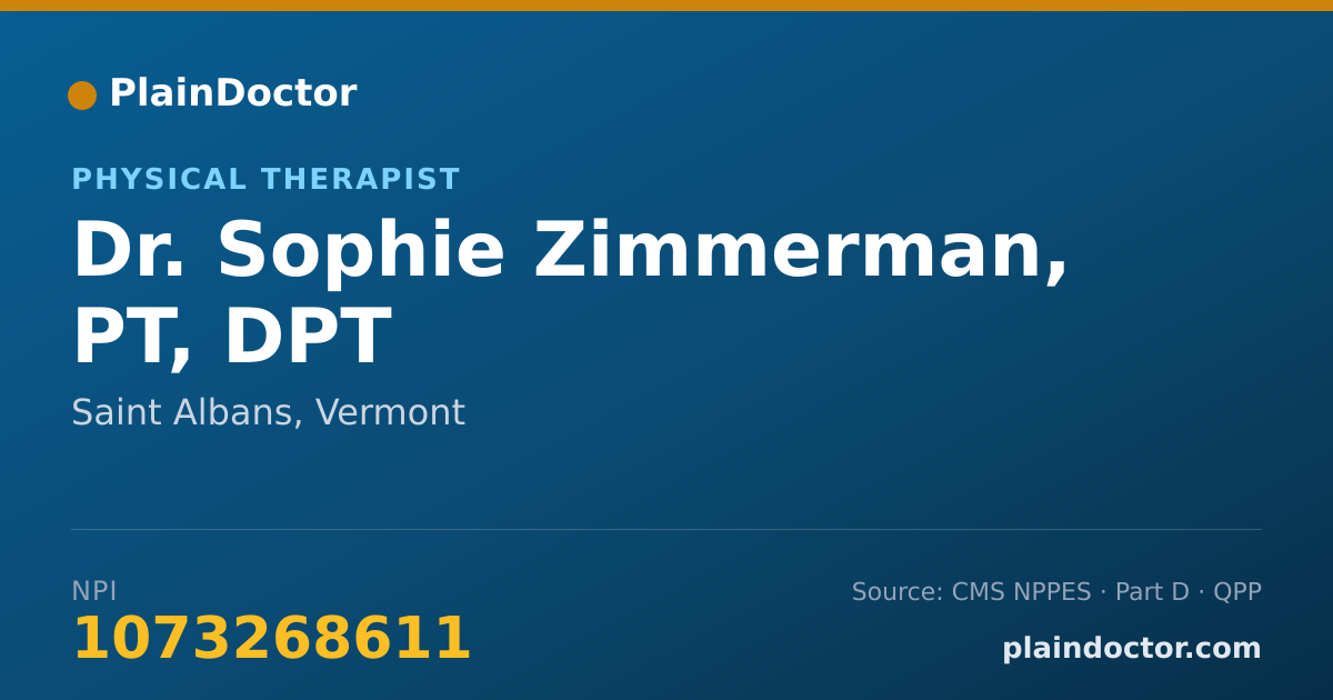 Shareable card for Sophie Zimmerman, PT, DPT - Physical Therapist, Saint Albans, VT