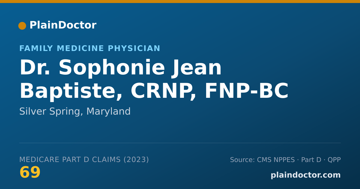 Shareable card for Sophonie Jean Baptiste, CRNP, FNP-BC - Family Medicine Physician, Silver Spring, MD