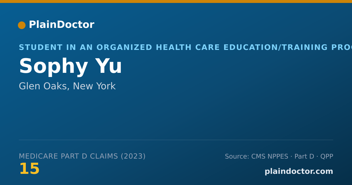 Shareable card for Sophy Yu - Student in an Organized Health Care Education/Training Program, Glen Oaks, NY