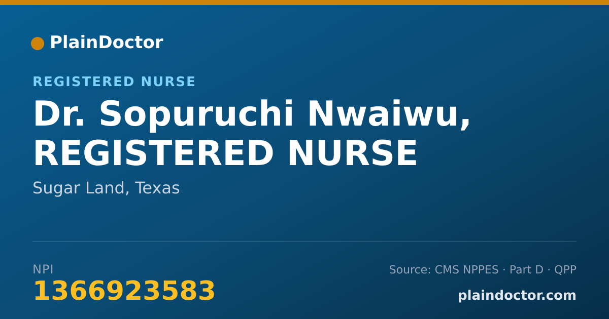 Shareable card for Sopuruchi Nwaiwu, REGISTERED NURSE - Registered Nurse, Sugar Land, TX