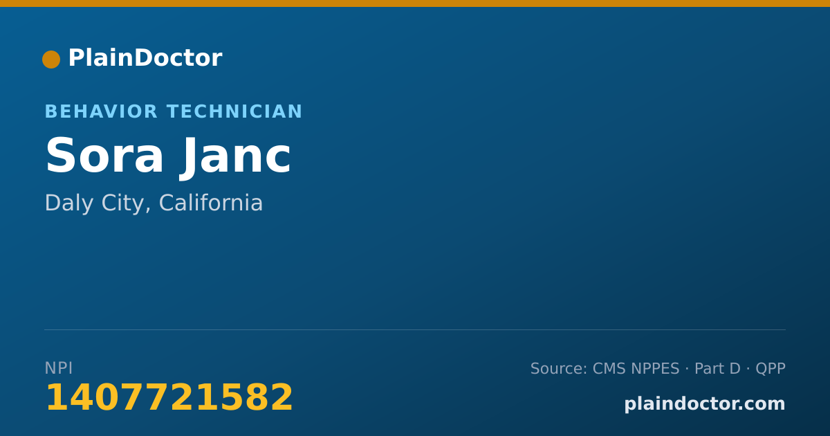 Shareable card for Sora Janc - Behavior Technician, Daly City, CA