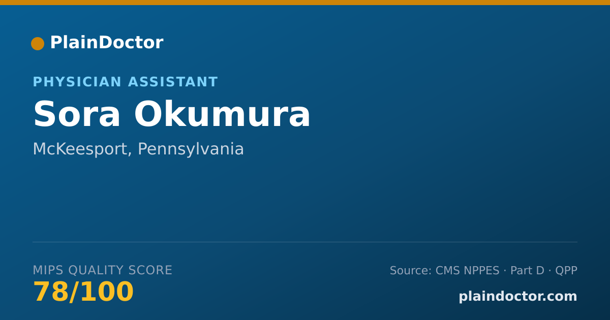 Shareable card for Sora Okumura - Physician Assistant, McKeesport, PA