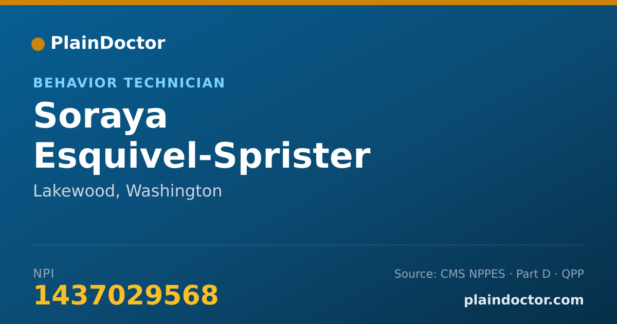 Shareable card for Soraya Esquivel-Sprister - Behavior Technician, Lakewood, WA