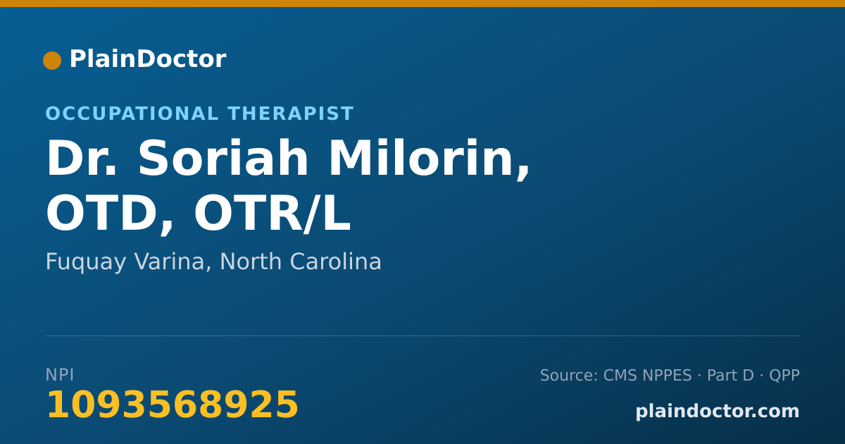 Shareable card for Soriah Milorin, OTD, OTR/L - Occupational Therapist, Fuquay Varina, NC