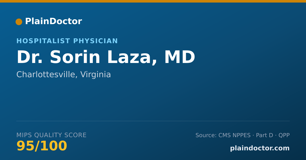 Shareable card for Sorin Laza, MD - Hospitalist Physician, Charlottesville, VA