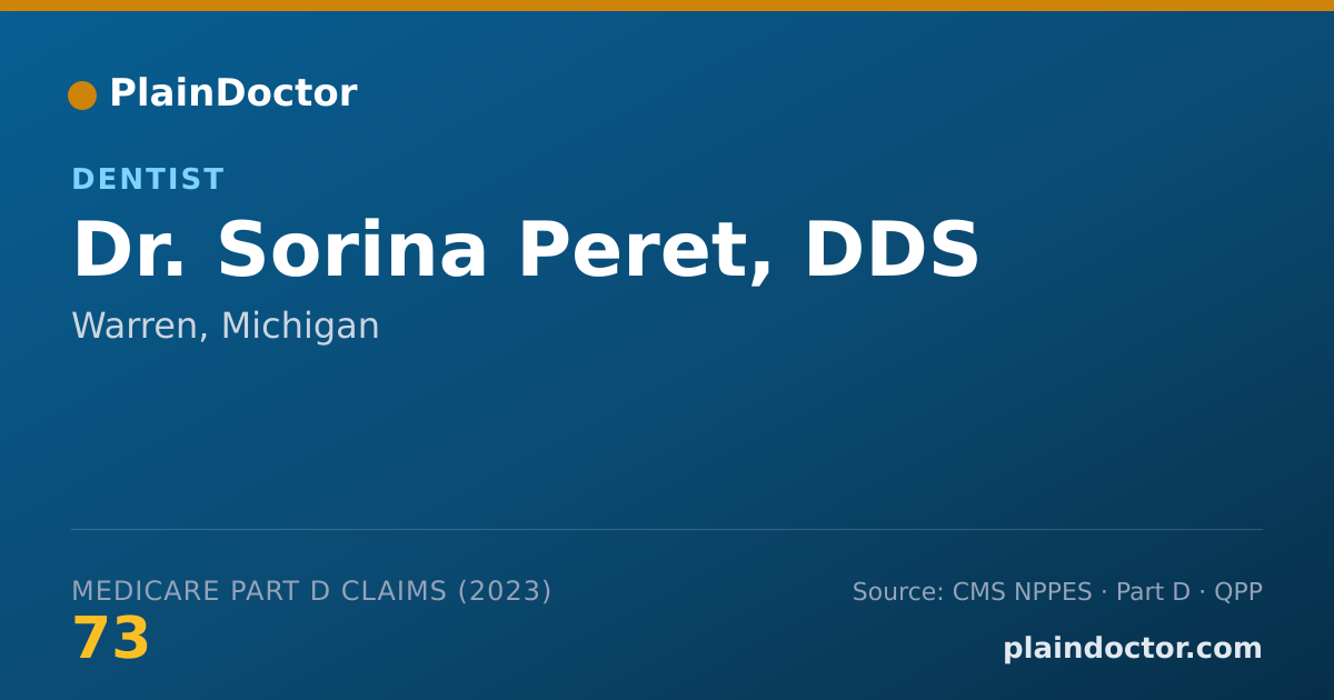 Shareable card for Sorina Peret, DDS - Dentist, Warren, MI