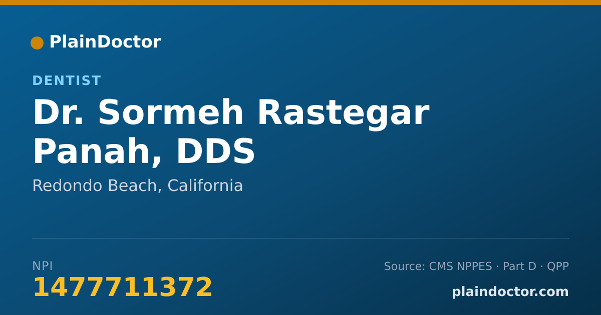 Shareable card for Sormeh Rastegar Panah, DDS - Dentist, Redondo Beach, CA