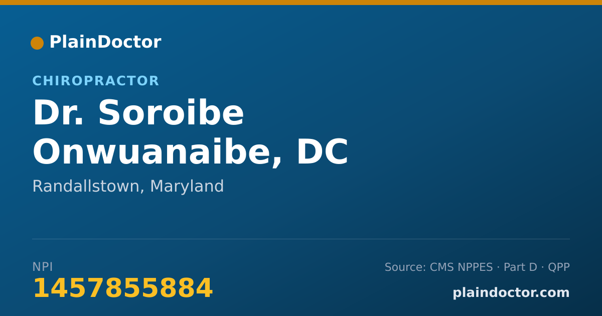 Shareable card for Soroibe Onwuanaibe, DC - Chiropractor, Randallstown, MD