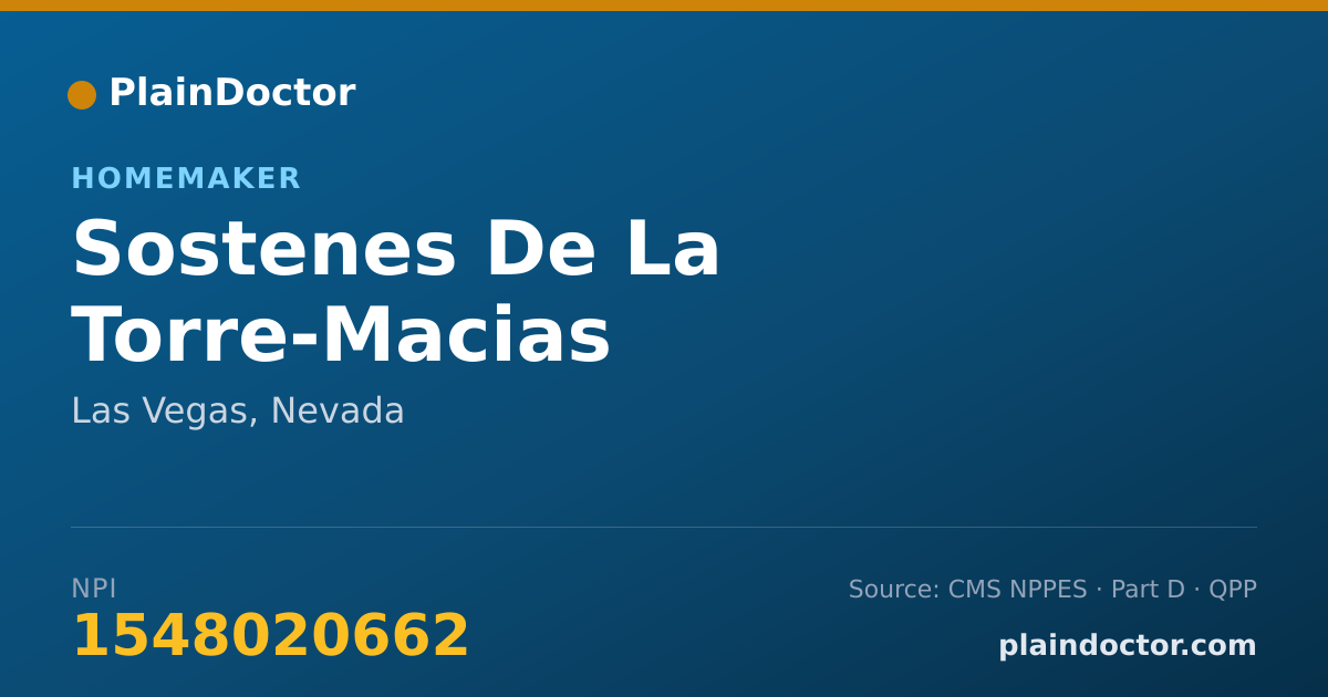 Shareable card for Sostenes De La Torre-Macias - Homemaker, Las Vegas, NV
