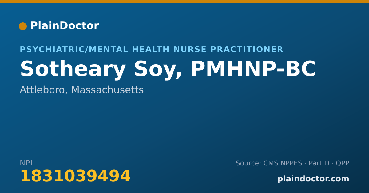 Shareable card for Sotheary Soy, PMHNP-BC - Psychiatric/Mental Health Nurse Practitioner, Attleboro, MA