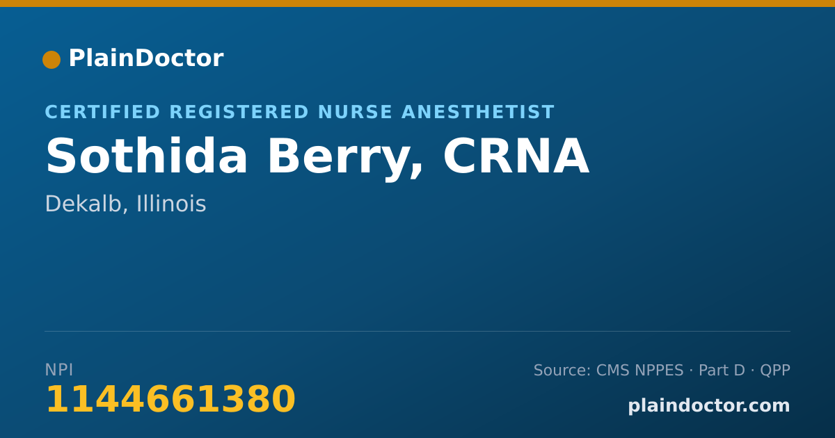 Shareable card for Sothida Berry, CRNA - Certified Registered Nurse Anesthetist, Dekalb, IL