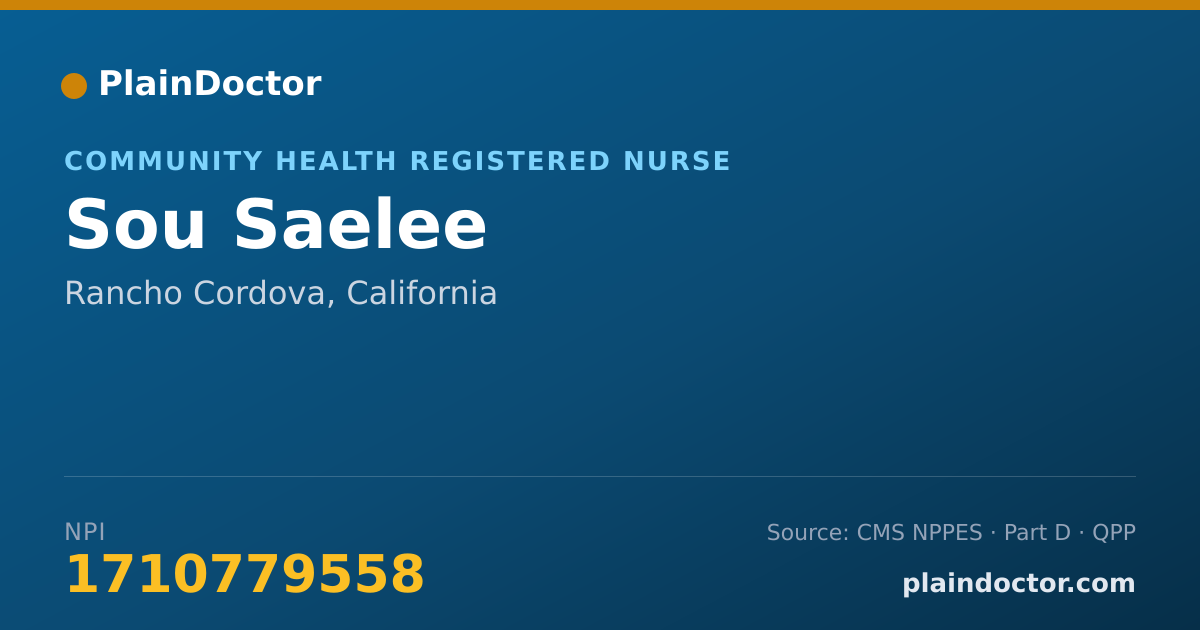 Shareable card for Sou Saelee - Community Health Registered Nurse, Rancho Cordova, CA