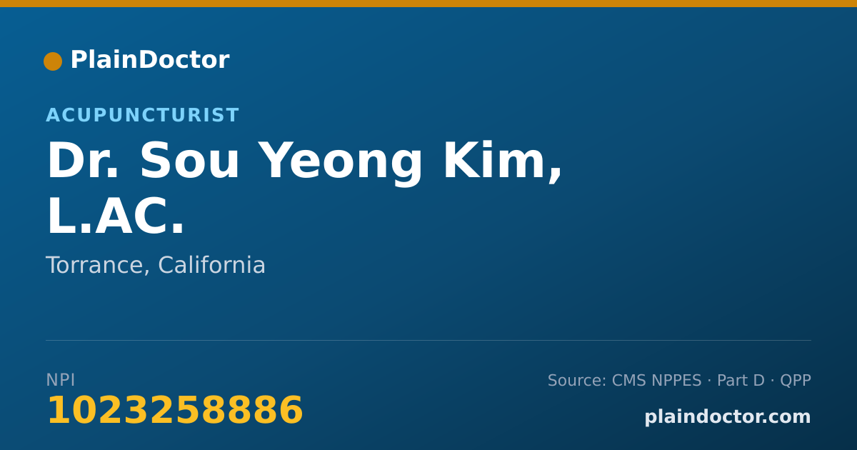 Shareable card for Sou Yeong Kim, L.AC. - Acupuncturist, Torrance, CA