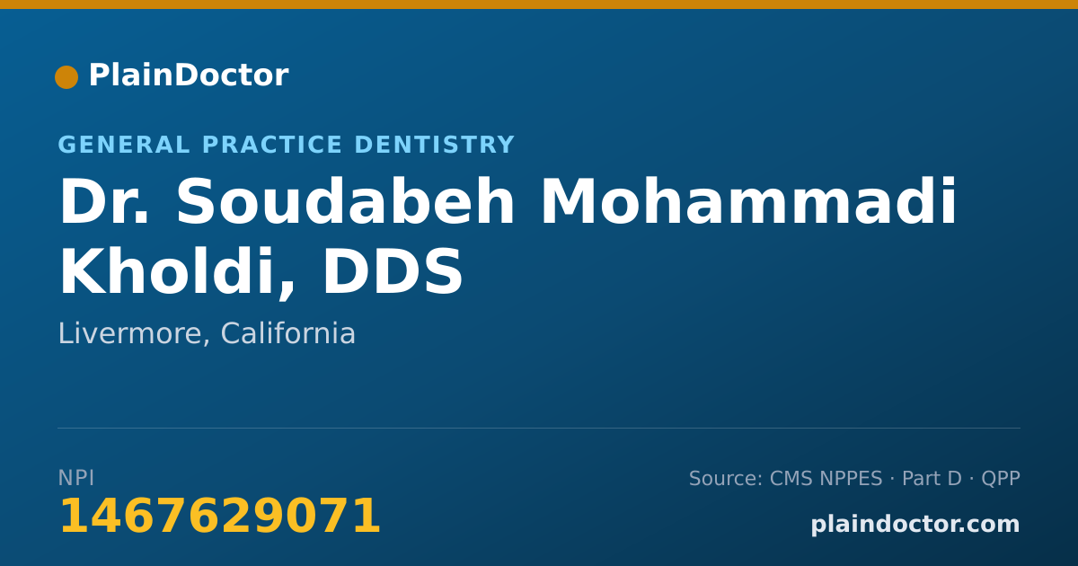 Shareable card for Soudabeh Mohammadi Kholdi, DDS - General Practice Dentistry, Livermore, CA