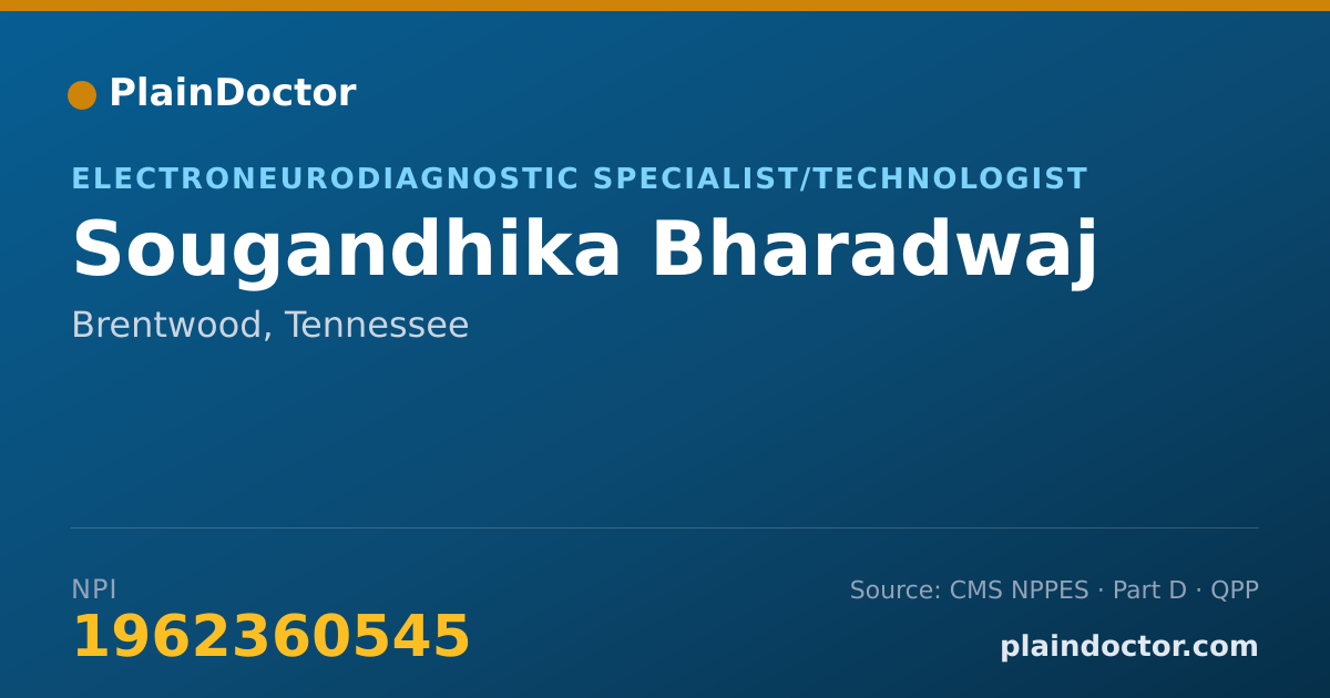 Shareable card for Sougandhika Bharadwaj - Electroneurodiagnostic Specialist/Technologist, Brentwood, TN