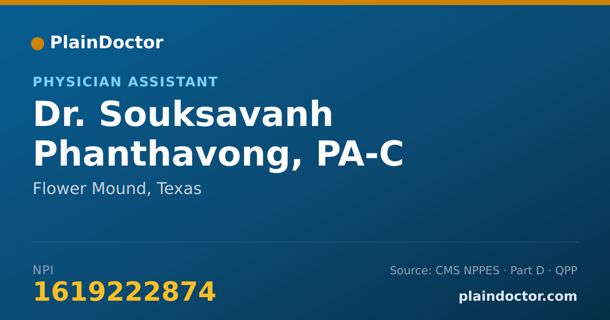 Shareable card for Souksavanh Phanthavong, PA-C - Physician Assistant, Flower Mound, TX