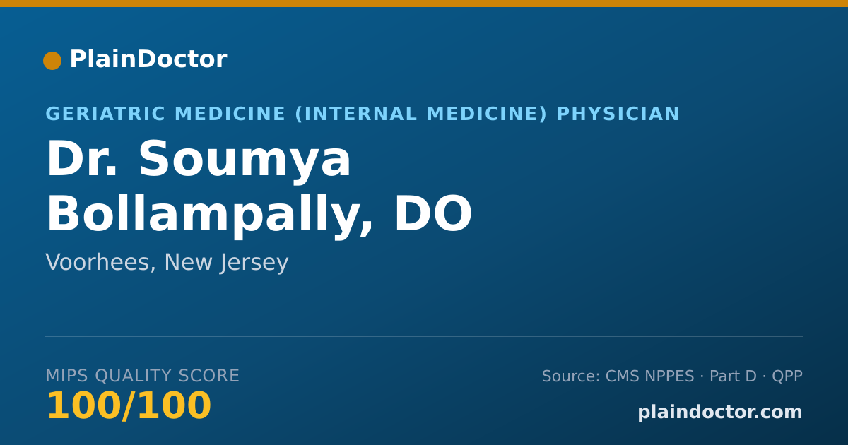 Shareable card for Soumya Bollampally, DO - Geriatric Medicine (Internal Medicine) Physician, Voorhees, NJ