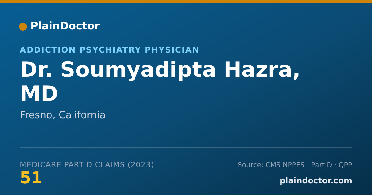 Shareable card for Soumyadipta Hazra, MD - Addiction Psychiatry Physician, Fresno, CA