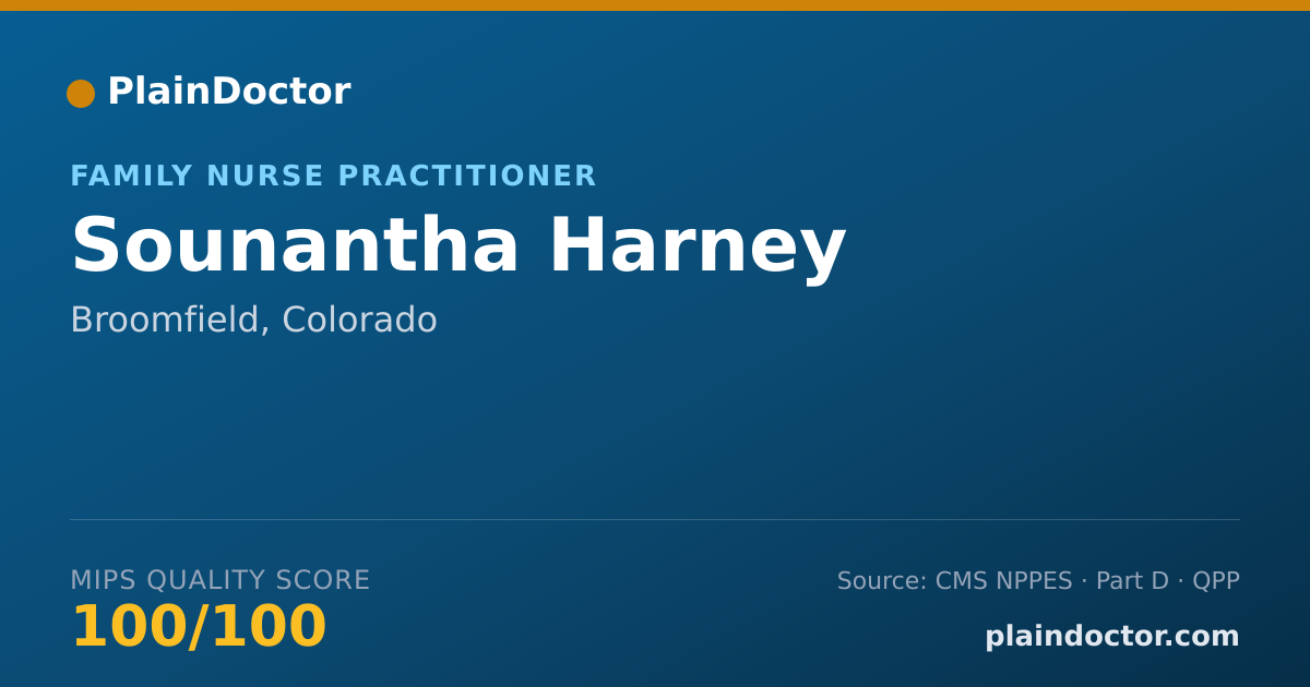 Shareable card for Sounantha Harney - Family Nurse Practitioner, Broomfield, CO
