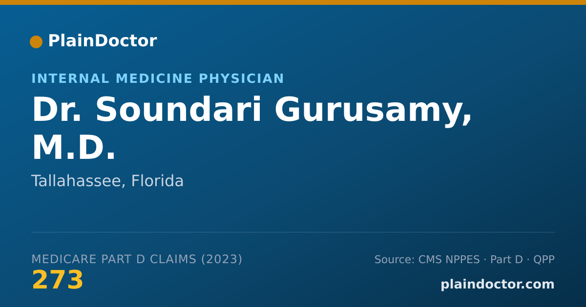 Shareable card for Soundari Gurusamy, M.D. - Internal Medicine Physician, Tallahassee, FL