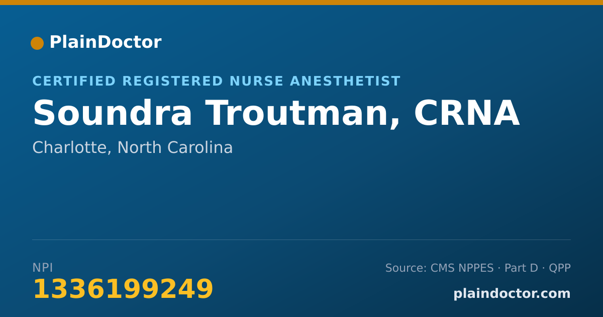 Shareable card for Soundra Troutman, CRNA - Certified Registered Nurse Anesthetist, Charlotte, NC