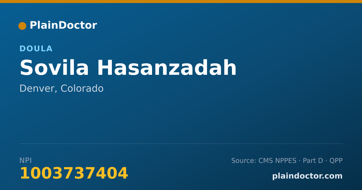Shareable card for Sovila Hasanzadah - Doula, Denver, CO
