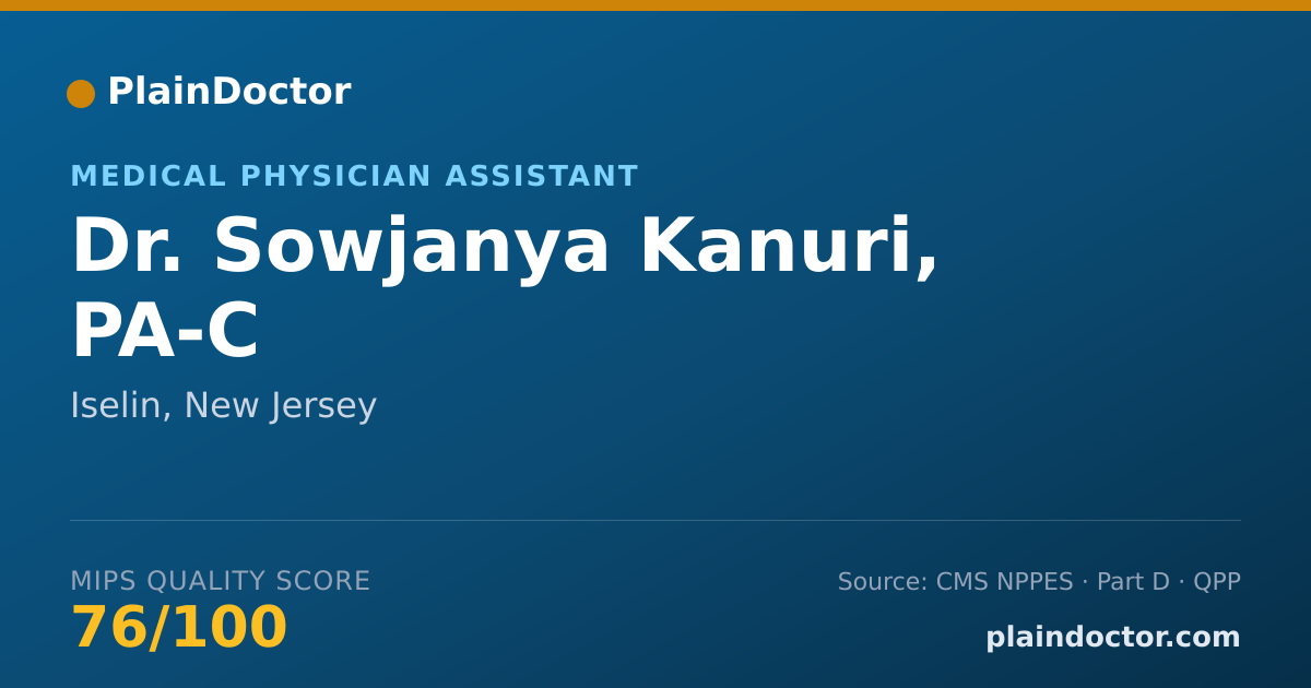 Shareable card for Sowjanya Kanuri, PA-C - Medical Physician Assistant, Iselin, NJ