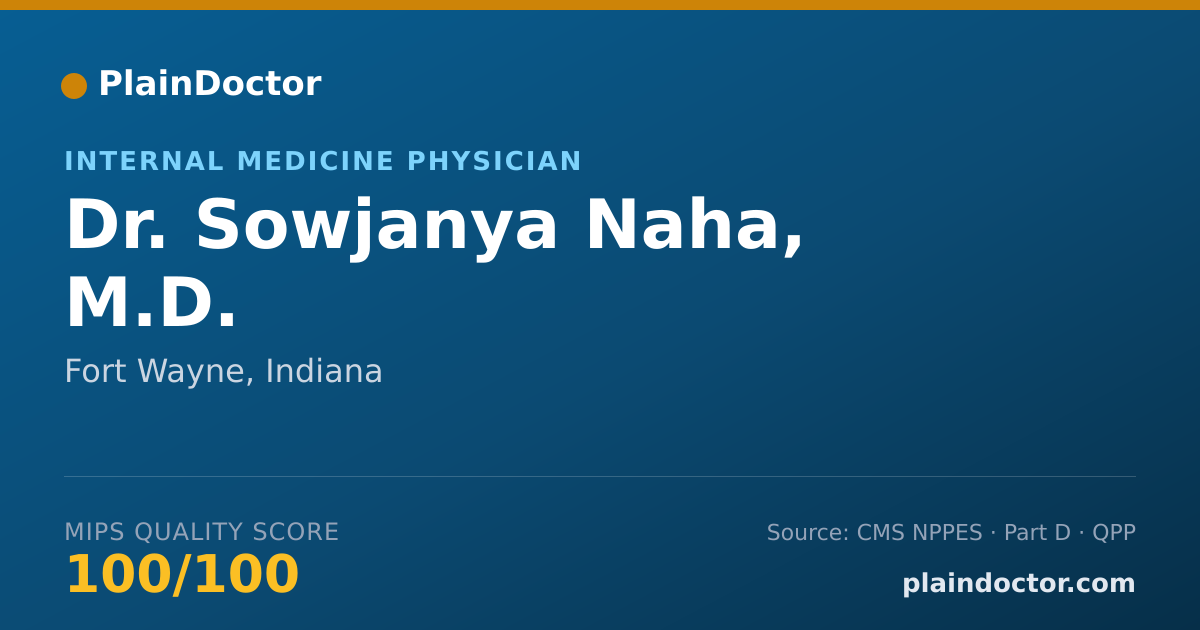 Shareable card for Sowjanya Naha, M.D. - Internal Medicine Physician, Fort Wayne, IN