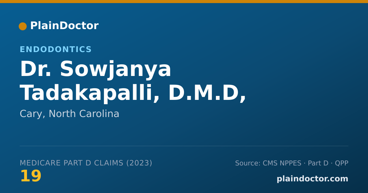Shareable card for Sowjanya Tadakapalli, D.M.D, CAGS - Endodontics, Cary, NC