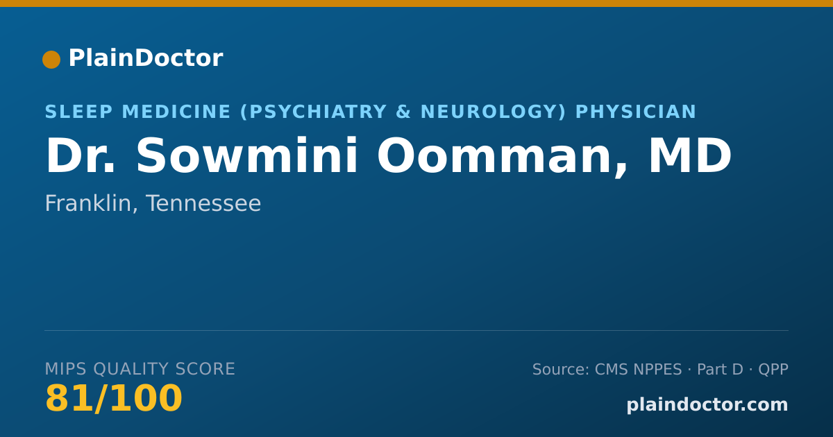 Shareable card for Sowmini Oomman, MD - Neurology Physician, Franklin, TN