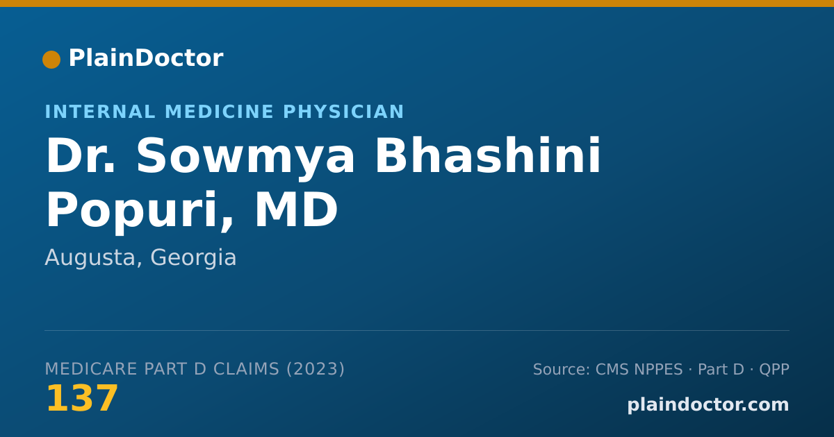 Shareable card for Sowmya Bhashini Popuri, MD - Internal Medicine Physician, Augusta, GA