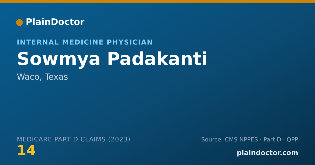 Shareable card for Sowmya Padakanti - Internal Medicine Physician, Waco, TX
