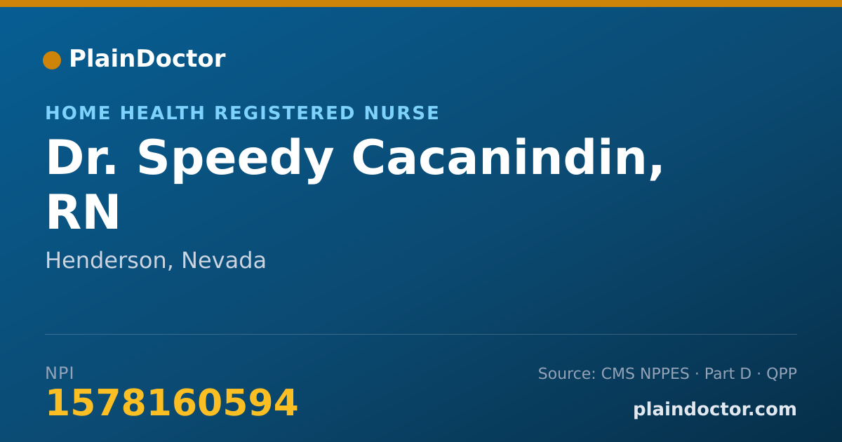 Shareable card for Speedy Cacanindin, RN - Home Health Registered Nurse, Henderson, NV