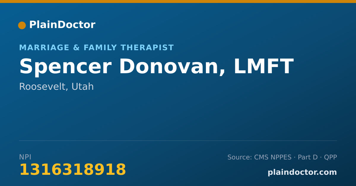 Shareable card for Spencer Donovan, LMFT - Marriage & Family Therapist, Roosevelt, UT