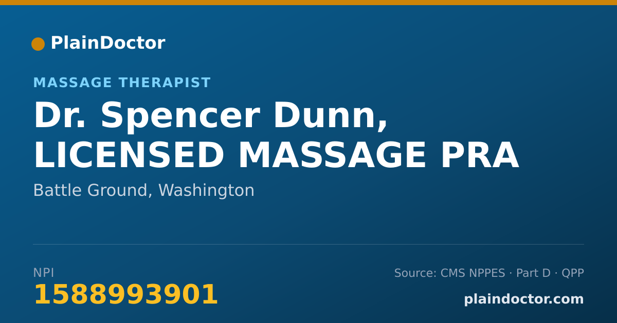 Shareable card for Spencer Dunn, LICENSED MASSAGE PRA - Massage Therapist, Battle Ground, WA