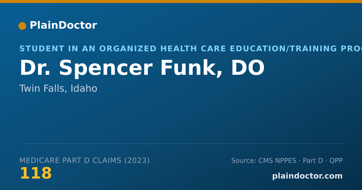 Shareable card for Spencer Funk, DO - Student in an Organized Health Care Education/Training Program, Twin Falls, ID