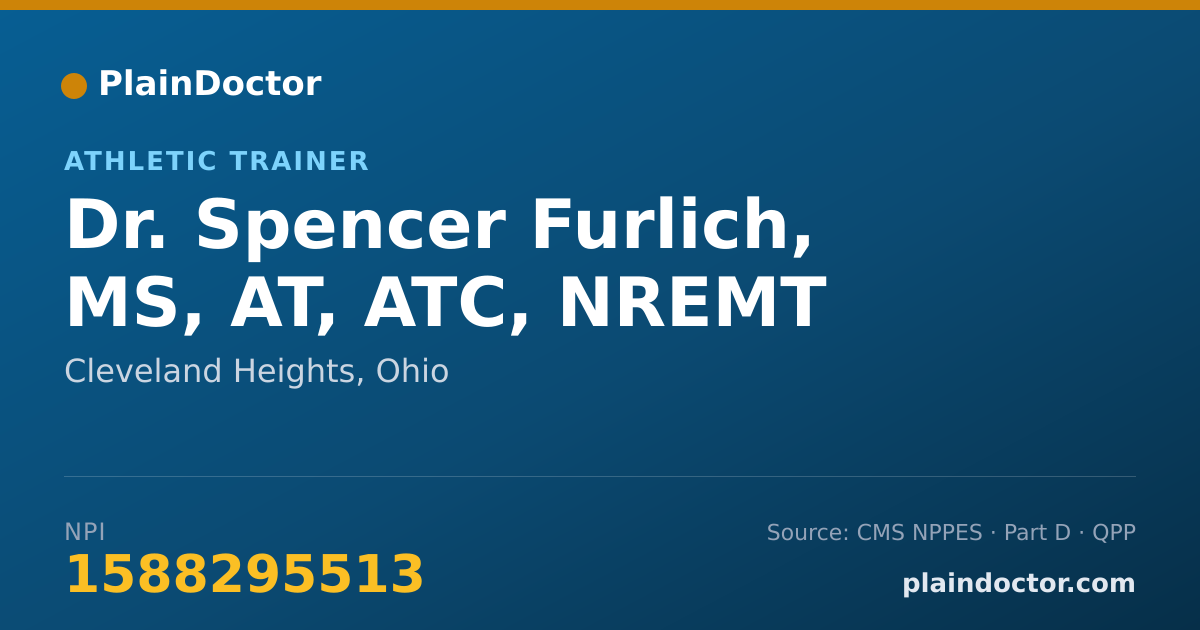 Shareable card for Spencer Furlich, MS, AT, ATC, NREMT - Athletic Trainer, Cleveland Heights, OH