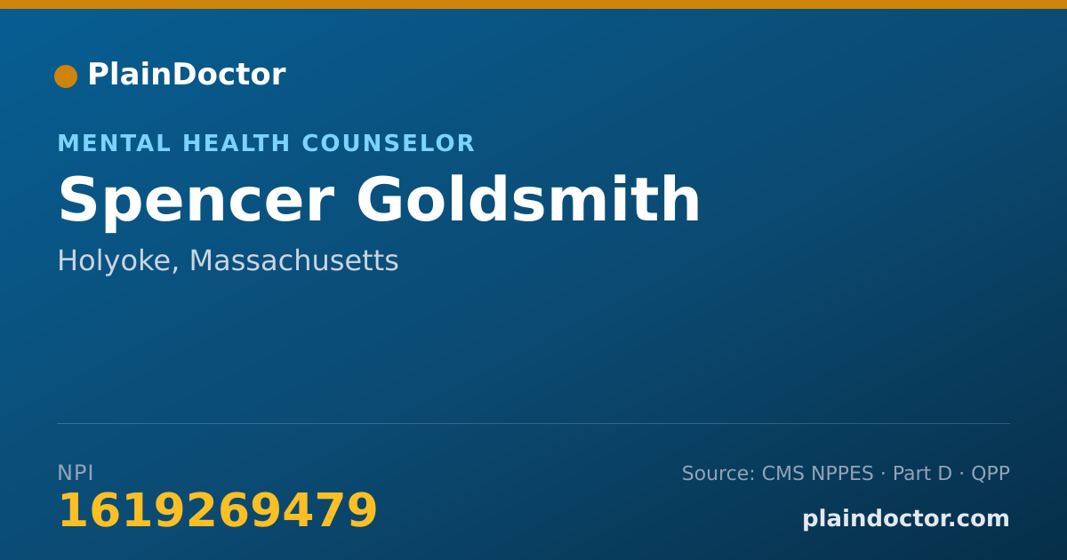 Shareable card for Spencer Goldsmith - Mental Health Counselor, Holyoke, MA