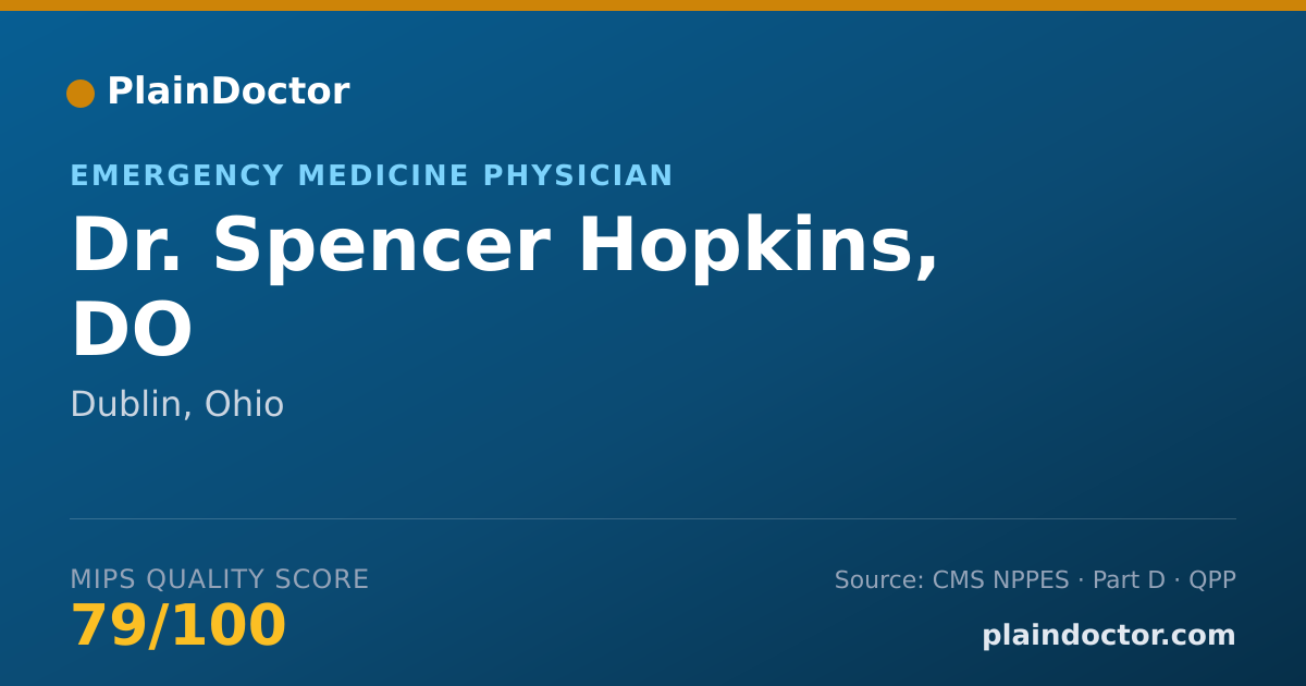 Shareable card for Spencer Hopkins, DO - Emergency Medicine Physician, Dublin, OH