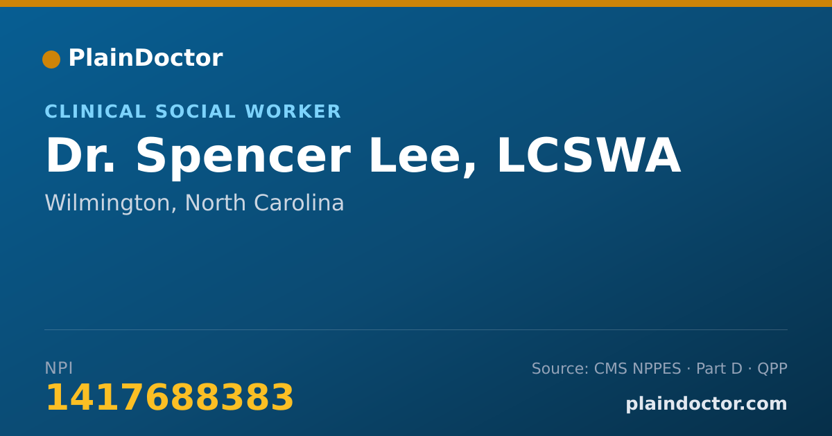 Shareable card for Spencer Lee, LCSWA - Clinical Social Worker, Wilmington, NC
