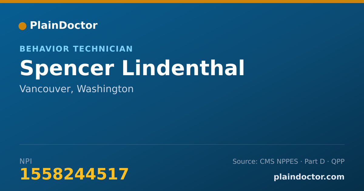 Shareable card for Spencer Lindenthal - Behavior Technician, Vancouver, WA