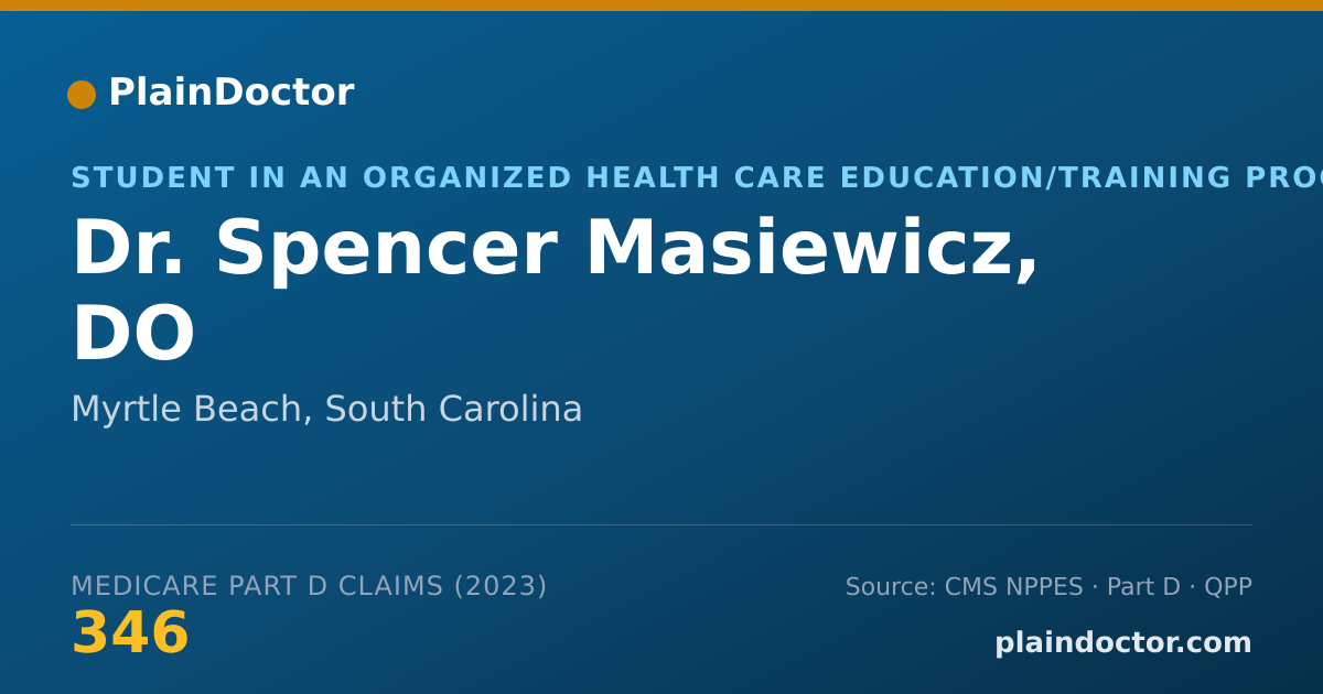 Shareable card for Spencer Masiewicz, DO - Student in an Organized Health Care Education/Training Program, Myrtle Beach, SC